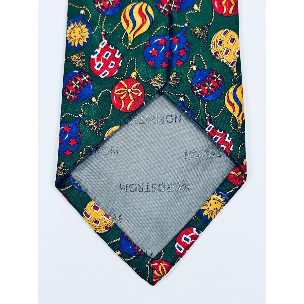 Robert Talbott Tie Mens Green Silk Novelty Ornaments Christmas Holiday Necktie - Picture 7 of 10